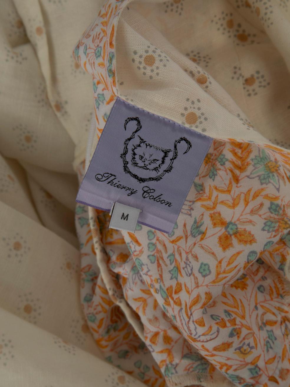  Thierry Colson mini-robe plissée à fleurs blanches, taille M Pour femmes 