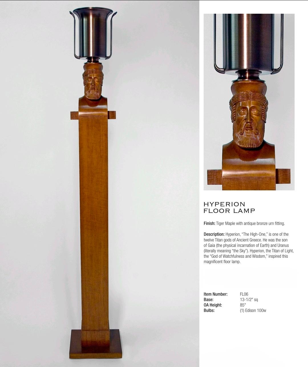 Lámpara de pie Thierry Despont Hyperion de Abedul y Bronce en venta 5