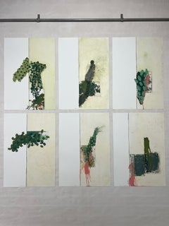 Oil painting on paper and charcoal, unique piece of large dimensions