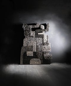 No.061222 by Thierry Martenon - large wood sculpture, abstract, geometric