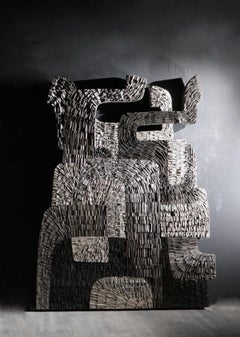 No.061222 de Thierry Martenon - grande sculpture en bois, abstraite, géométrique