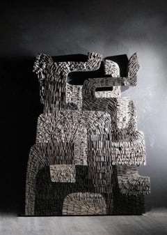 No.061222 de Thierry Martenon - grande sculpture en bois, abstraite, géométrique