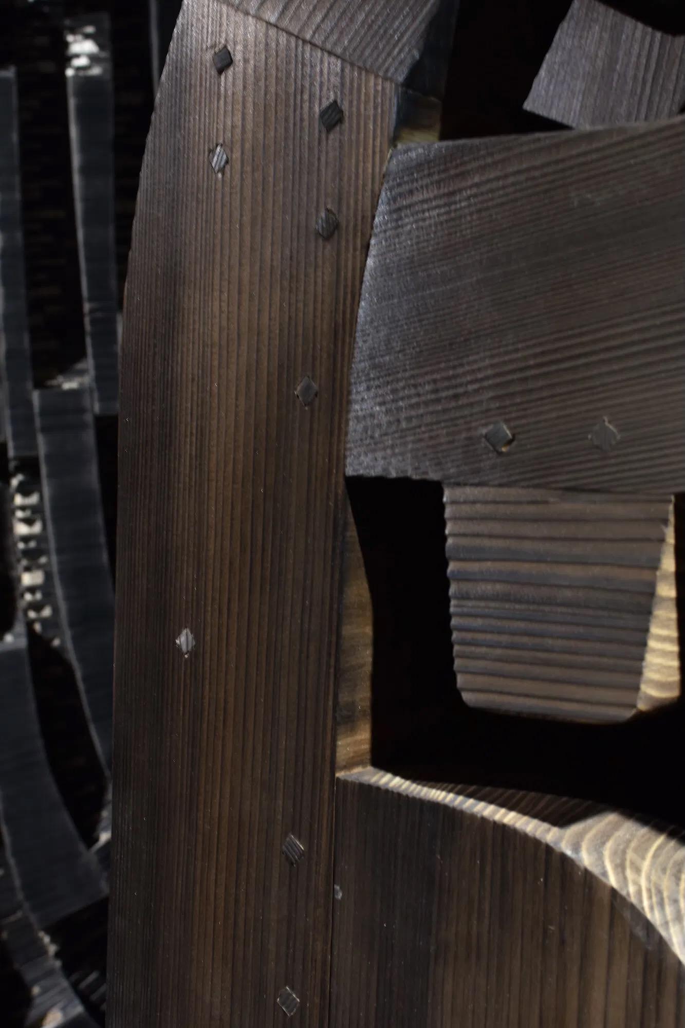 No.090924 de Thierry Martenon - gran escultura de madera, tótem geométrico abstracto en venta 13