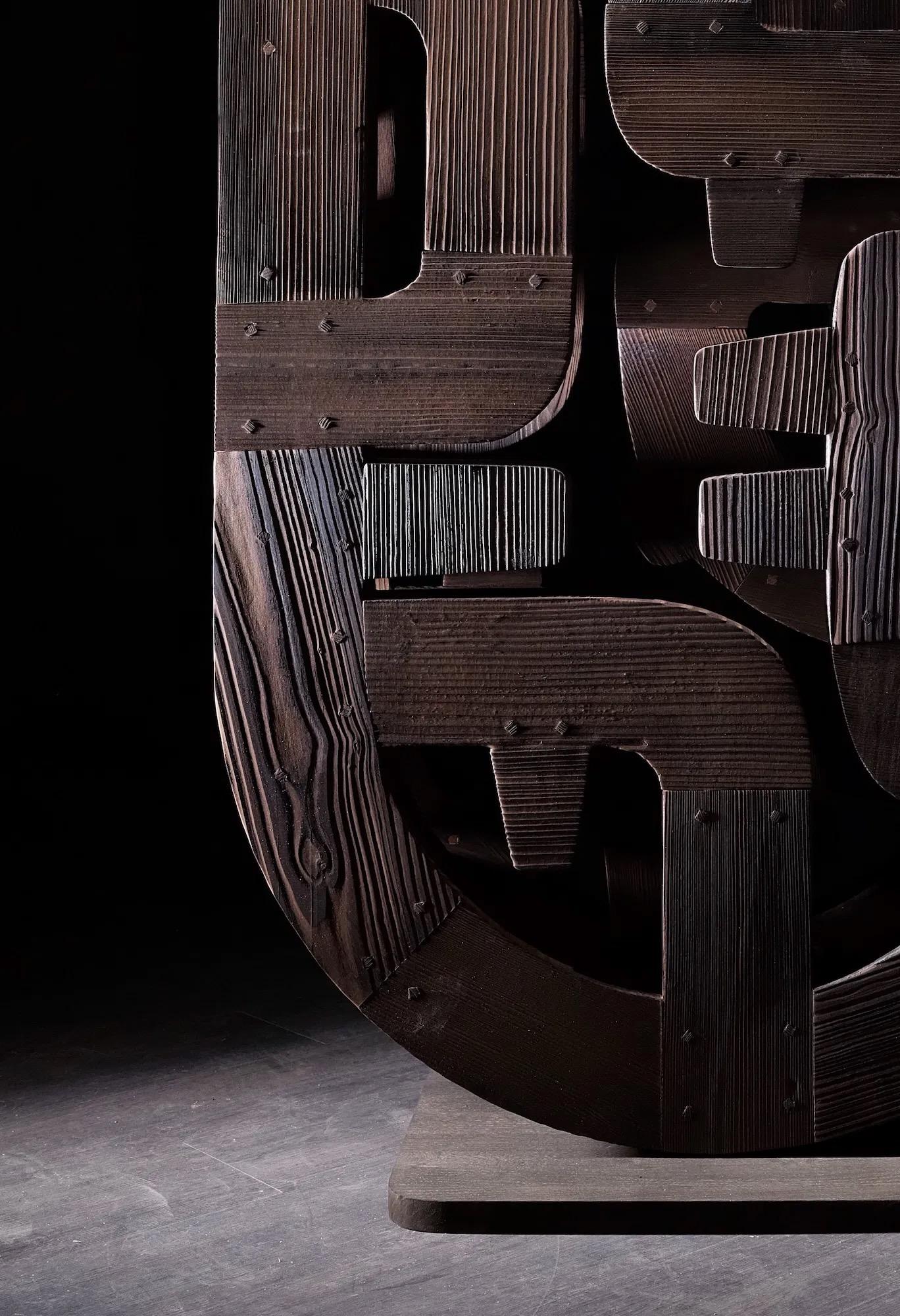 No.090924 di Thierry Martenon - grande scultura in legno, totem geometrico astratto in vendita 2