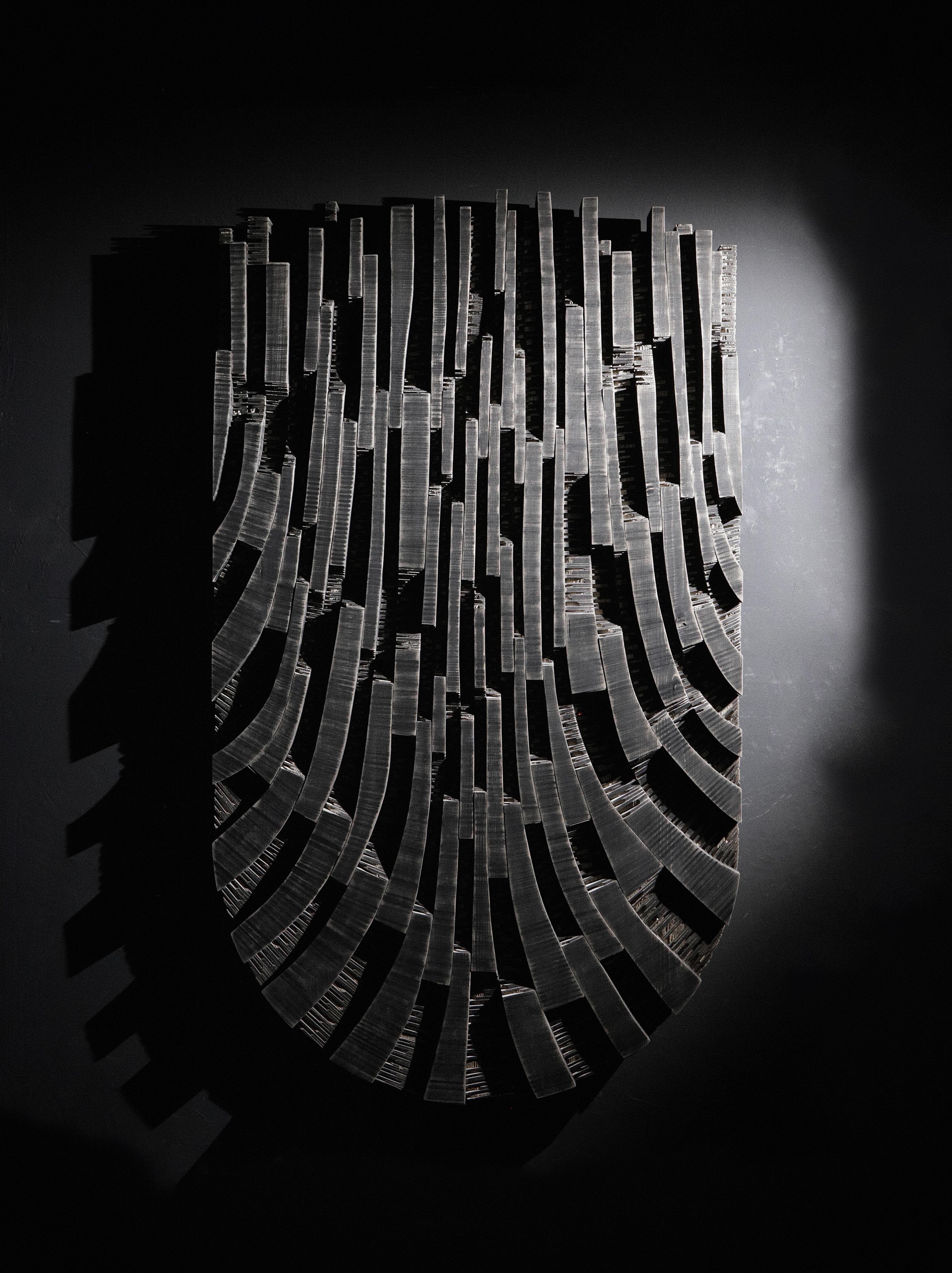 No.201022 de Thierry Martenon - grande sculpture murale, géométrique abstraite, bois