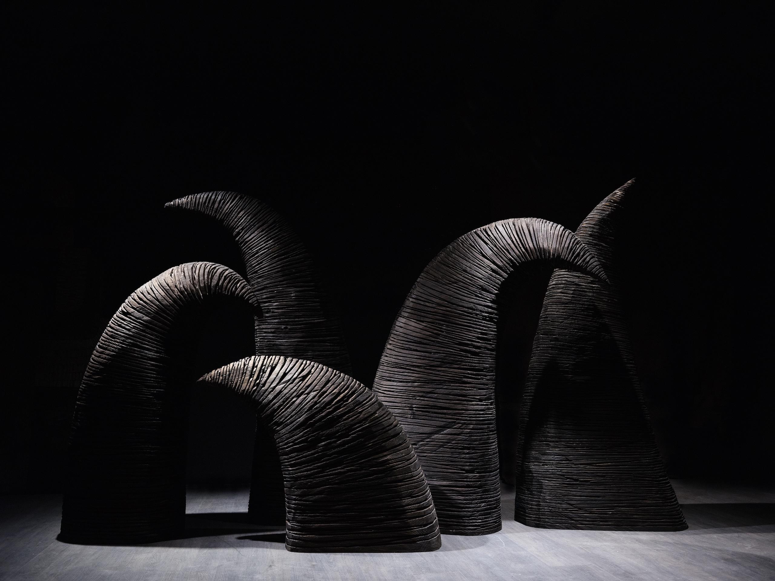 No.210624 è una scultura astratta in legno dello scultore francese Thierry Martenon. Un gruppo di sculture strutturate, appuntite e curve che ricordano una foresta di forme scultoree. L'opera viene venduta con un certificato di autenticità firmato