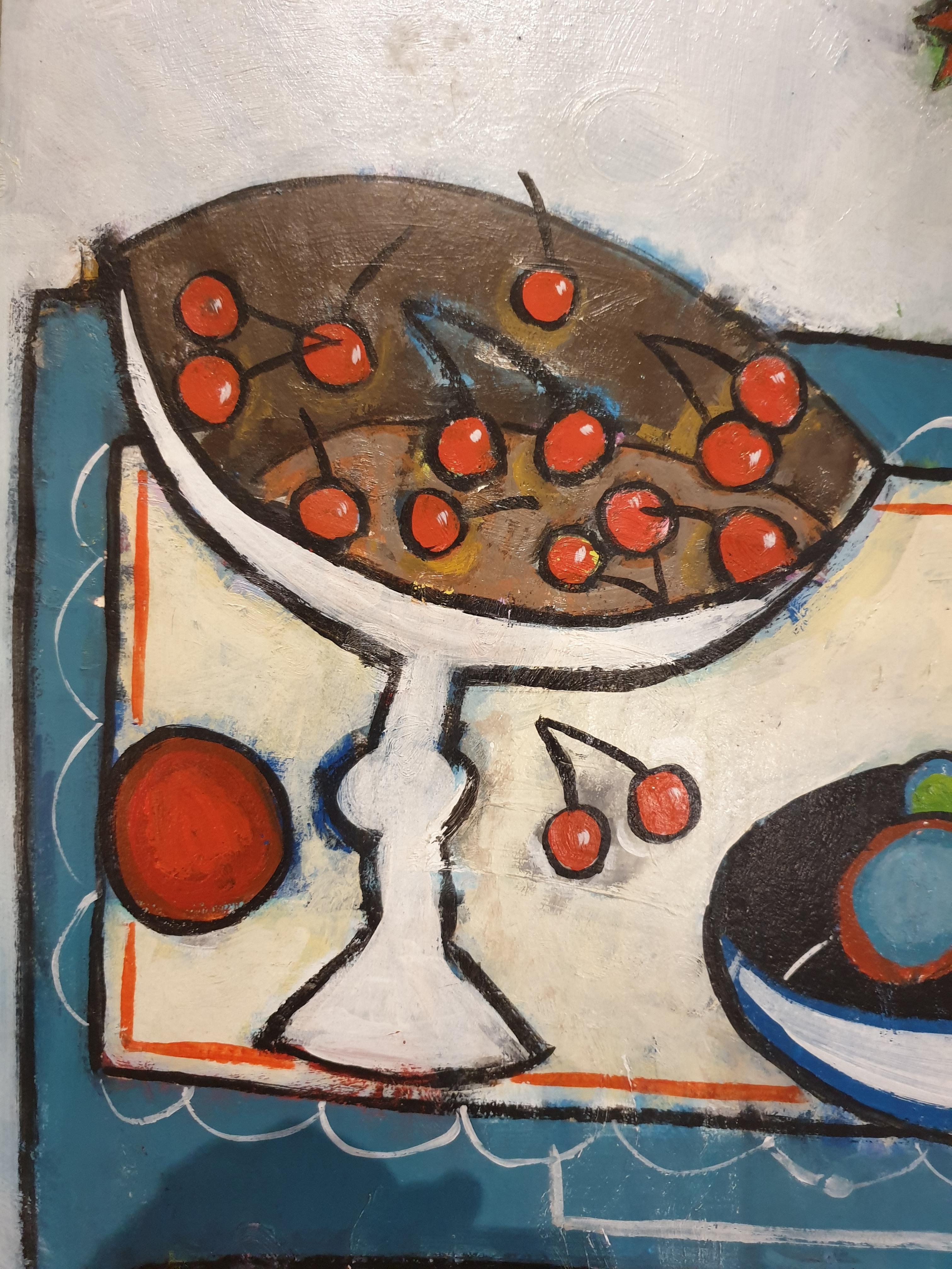 Paysage de table, Life is a Bowl of Cherries. - Moderne Painting par Thierry Miramon