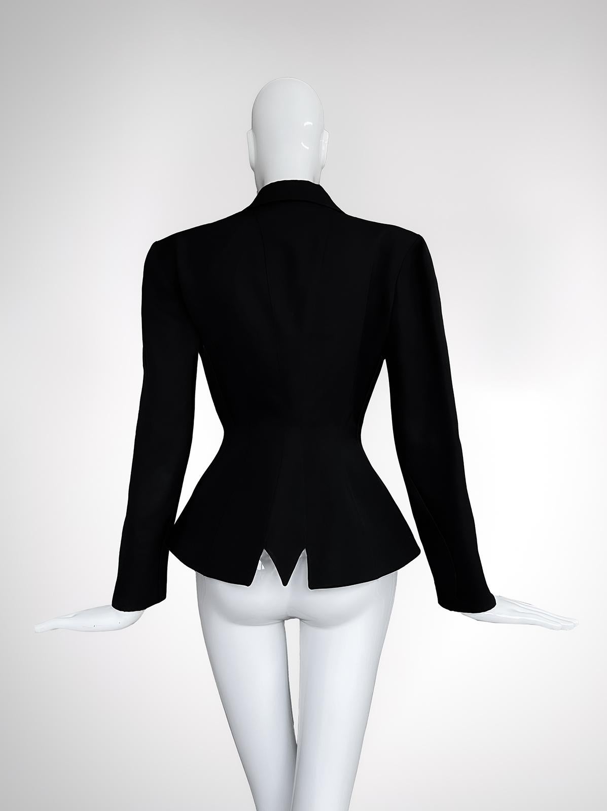 Women's Thierry Mugler FW 1992 Black Dramatic Cutout ZigZag Jacket For Sale
