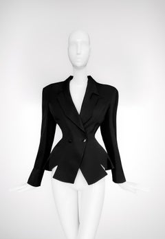 Thierry Mugler FW 1992 Black Dramatic Cutout ZigZag Jacket