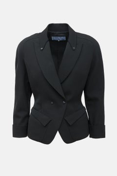 Thierry Mugler 1980's - 90's Black Wool Peak Lapel Blazer