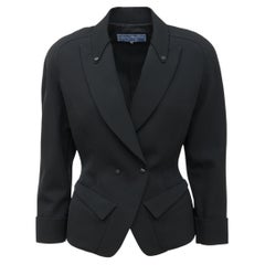 Thierry Mugler 1980's - 90's Black Wool Peak Lapel Blazer