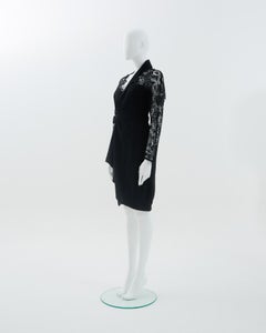 Thierry Mugler 1980s Black rayon blend crepe cocktail dress