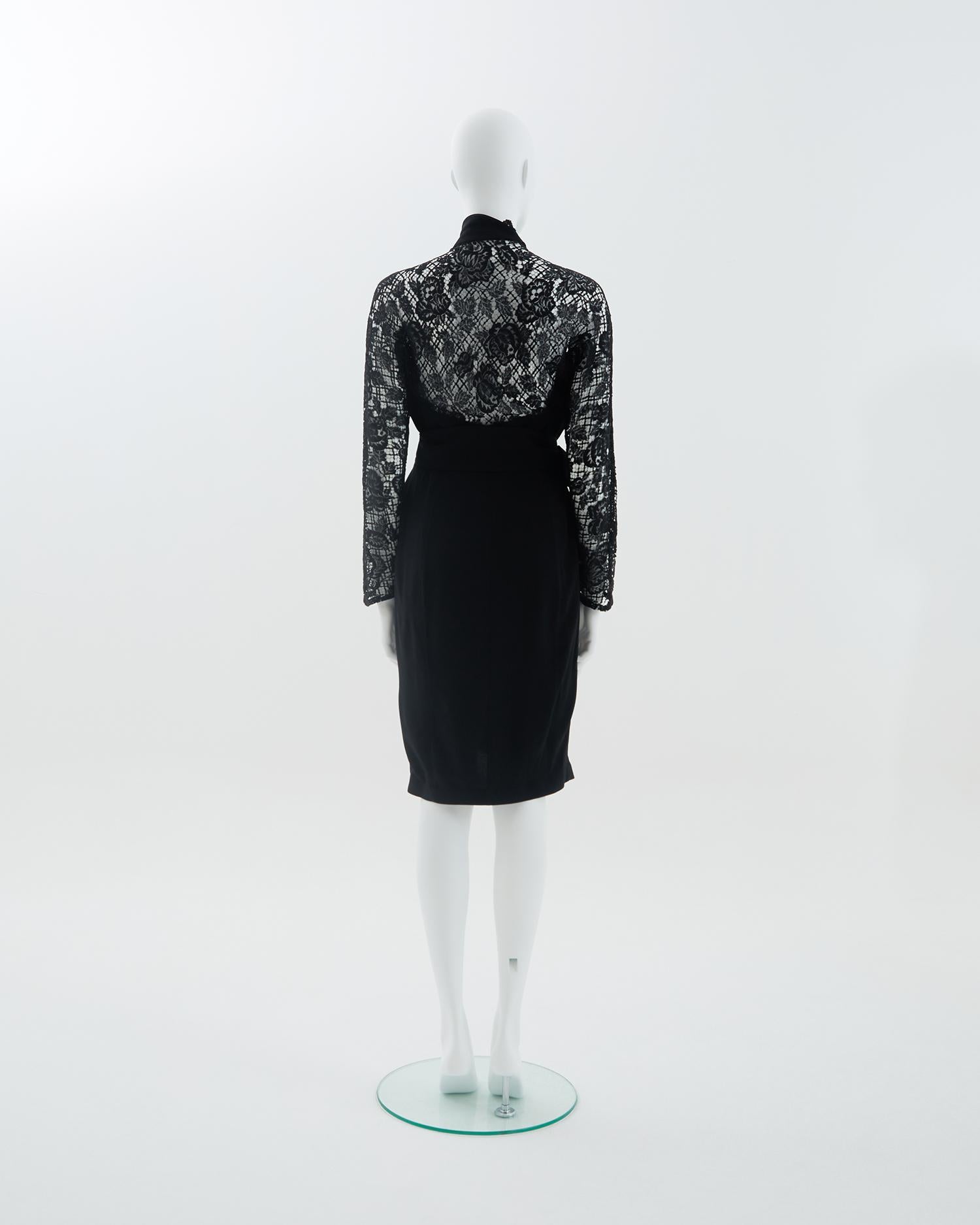 Thierry Mugler 1980s Black rayon blend crepe cocktail dress In Excellent Condition For Sale In Milano, IT