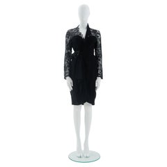 Vintage Thierry Mugler 1980s Black rayon blend crepe cocktail dress