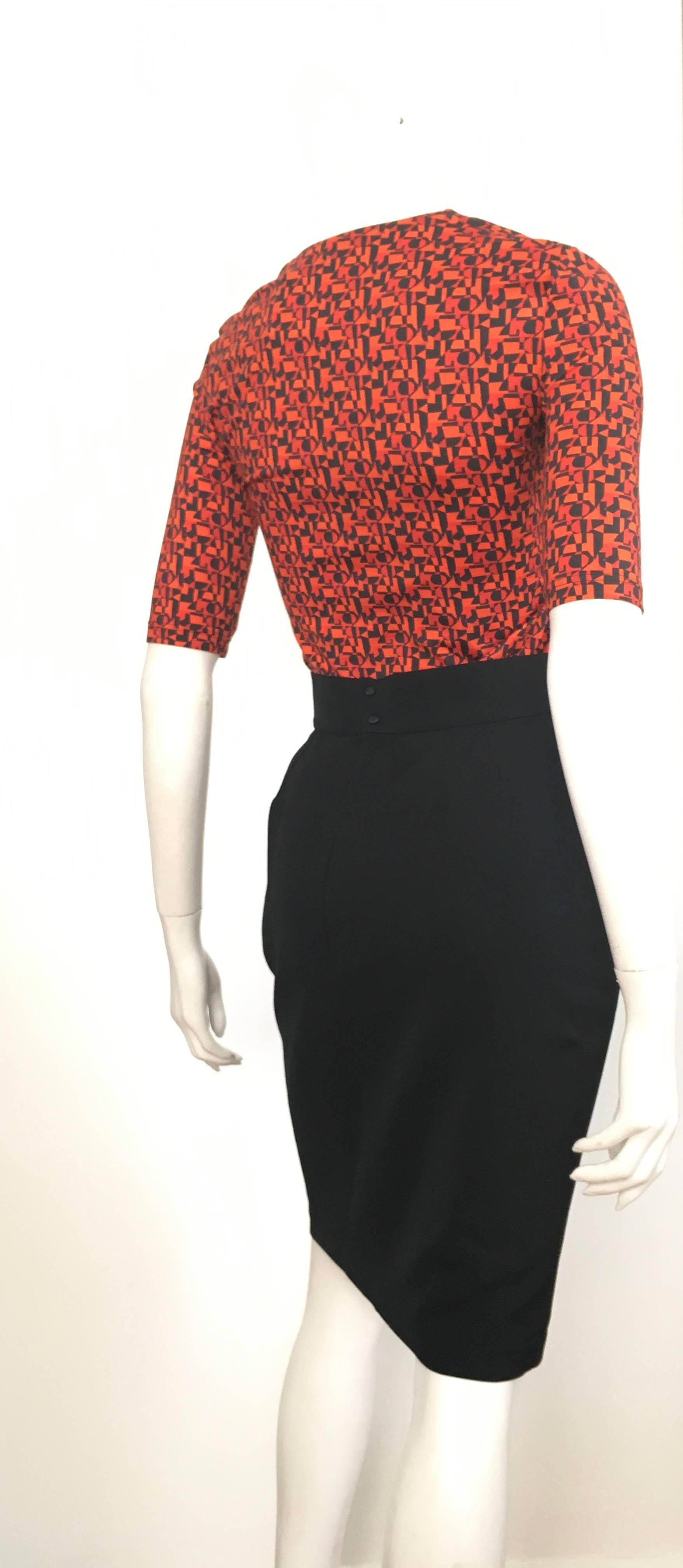 Thierry Mugler 1980s Black Wool Pencil Skirt Size 6. In Excellent Condition For Sale In Atlanta, GA