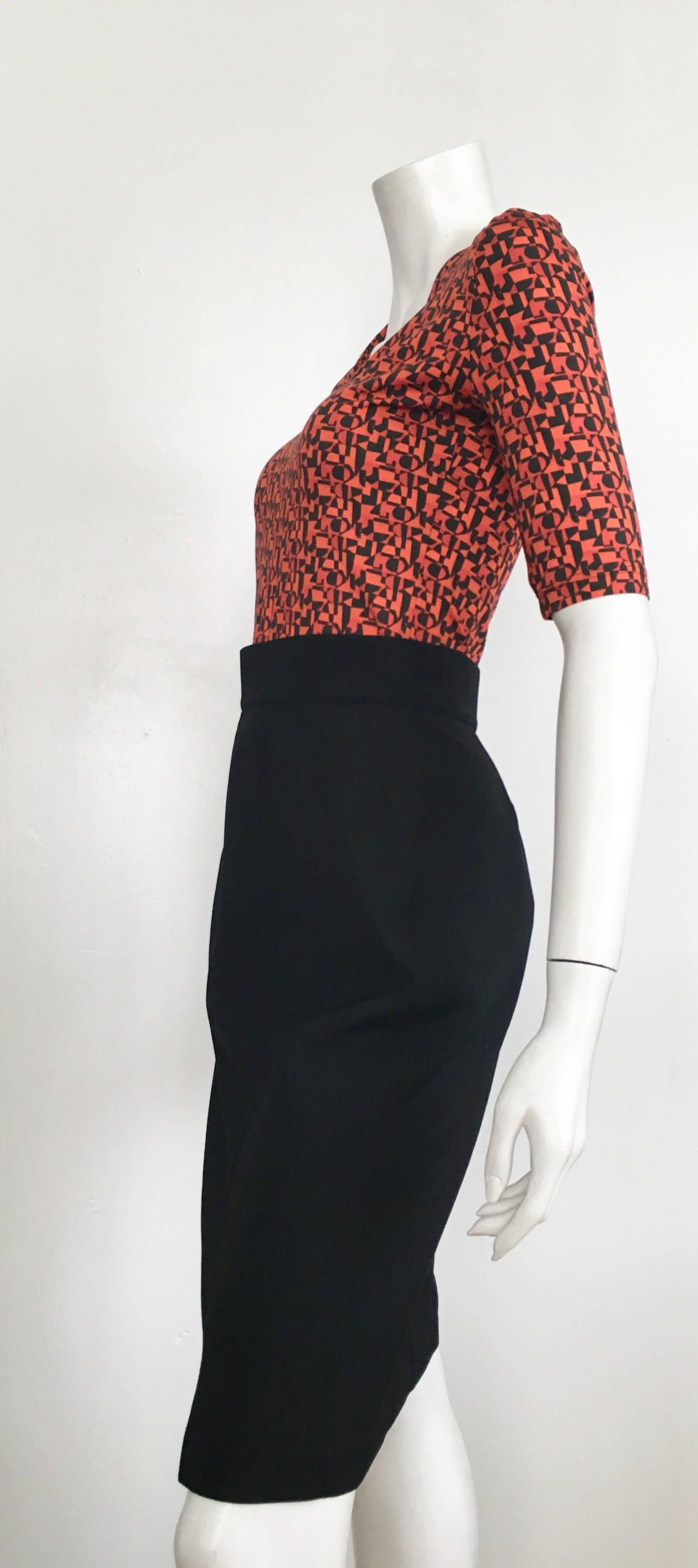 Thierry Mugler 1980s Black Wool Pencil Skirt Size 6. For Sale 1