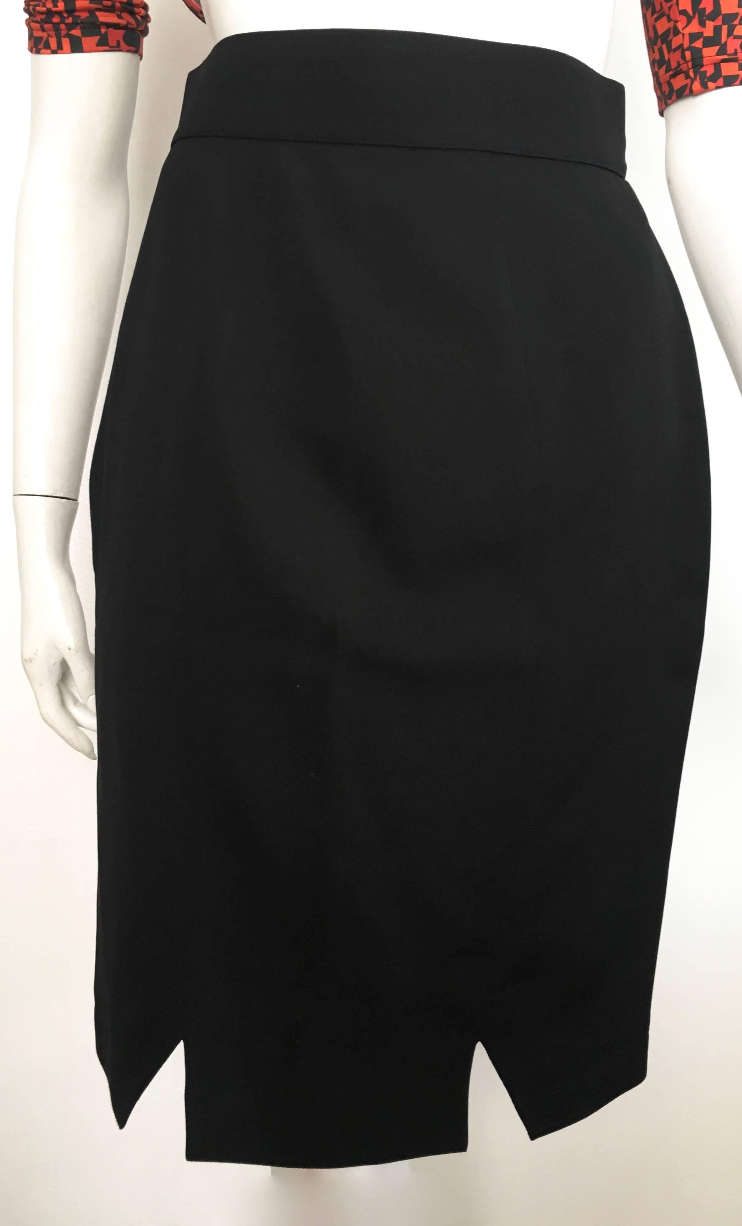 Thierry Mugler 1980s Black Wool Pencil Skirt Size 6. For Sale 4