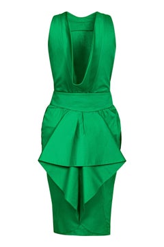 Thierry Mugler 1980s Emerald Green Dress With Statement Belt