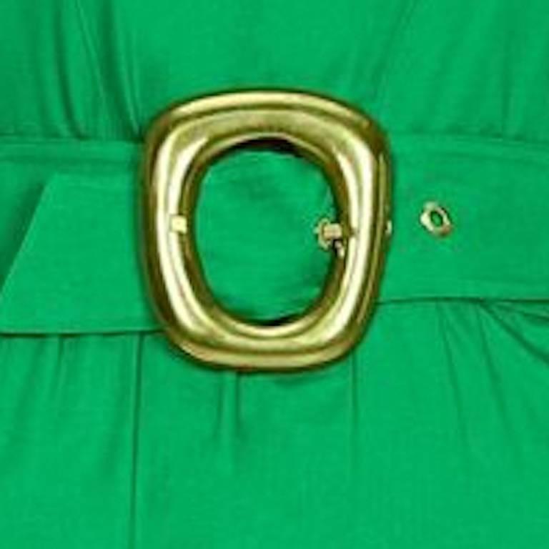 Women's Thierry Mugler 1980s Emerald Green Dress With Statement Belt