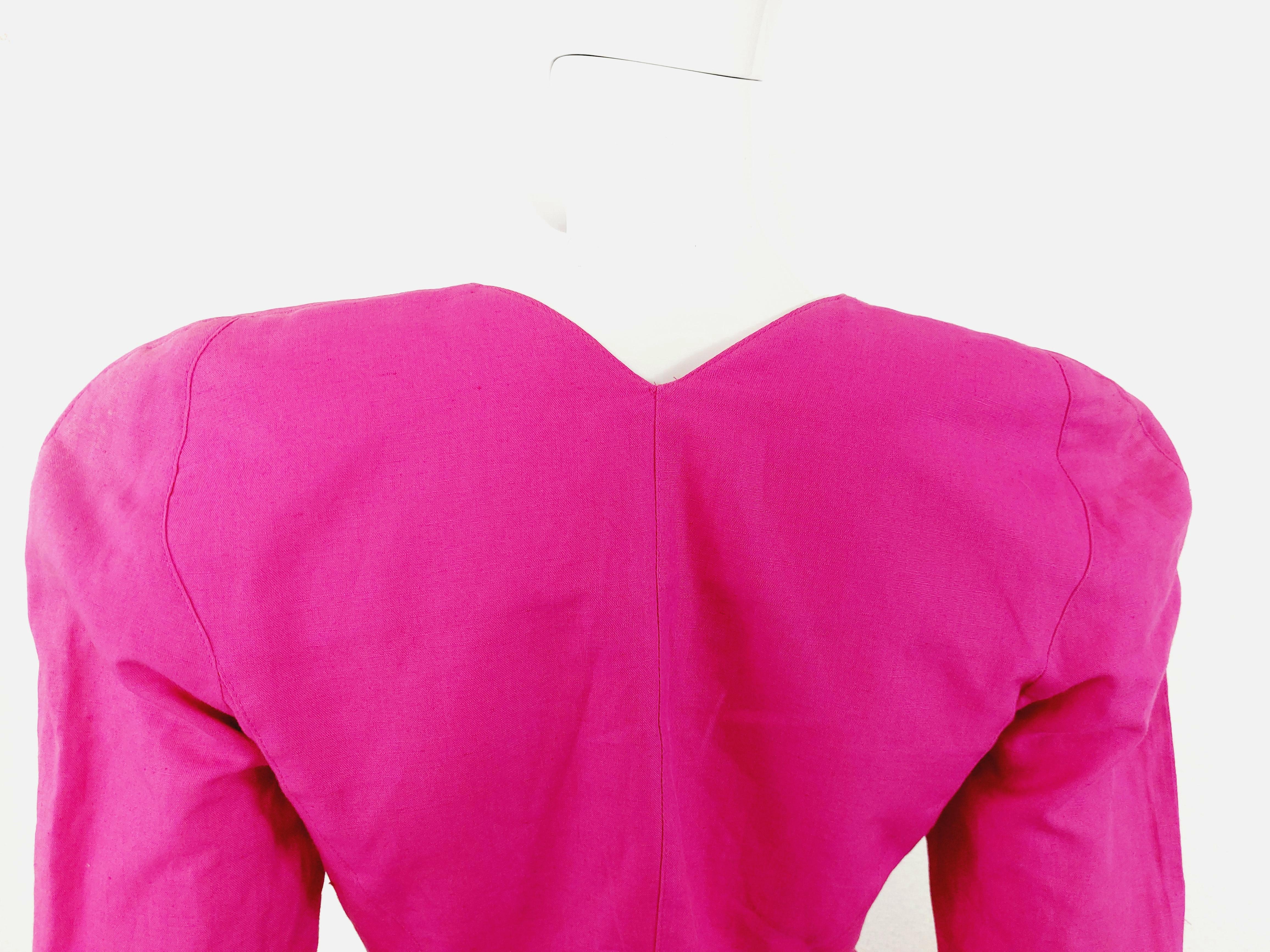 Thierry Mugler 1980s Pink Sculptural Hourglass Cutout Transparent Skirt Suit Set 9