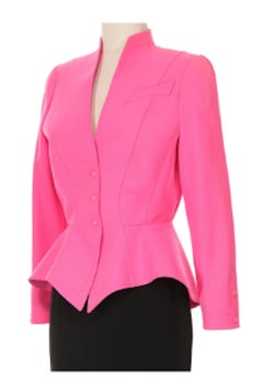 Thierry Mugler 1980s Shocking Pink Skirt Suit