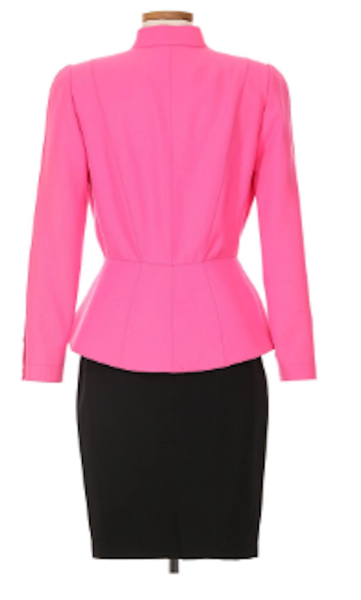 Thierry Mugler 1980s Shocking Pink Skirt Suit  In Excellent Condition For Sale In New York, NY