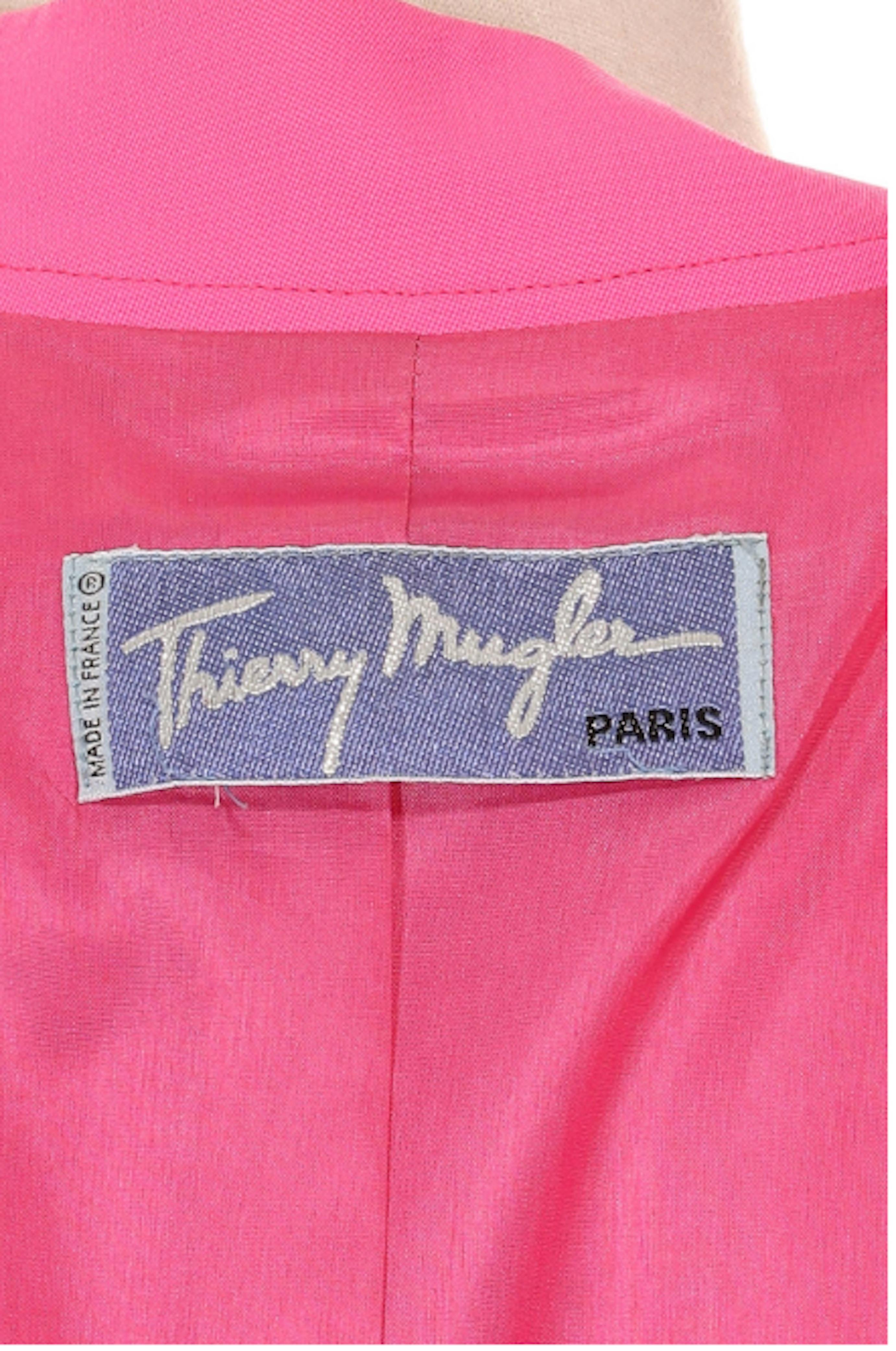 Women's Thierry Mugler 1980s Shocking Pink Skirt Suit  For Sale