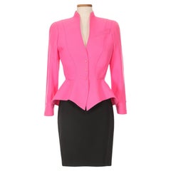 Thierry Mugler 1980er Jahre Shocking Pink Rock Anzug