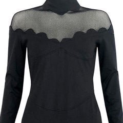 Thierry Mugler Dress - 1980s Vintage - Scalloped Hem + Stretch Fishnet Details