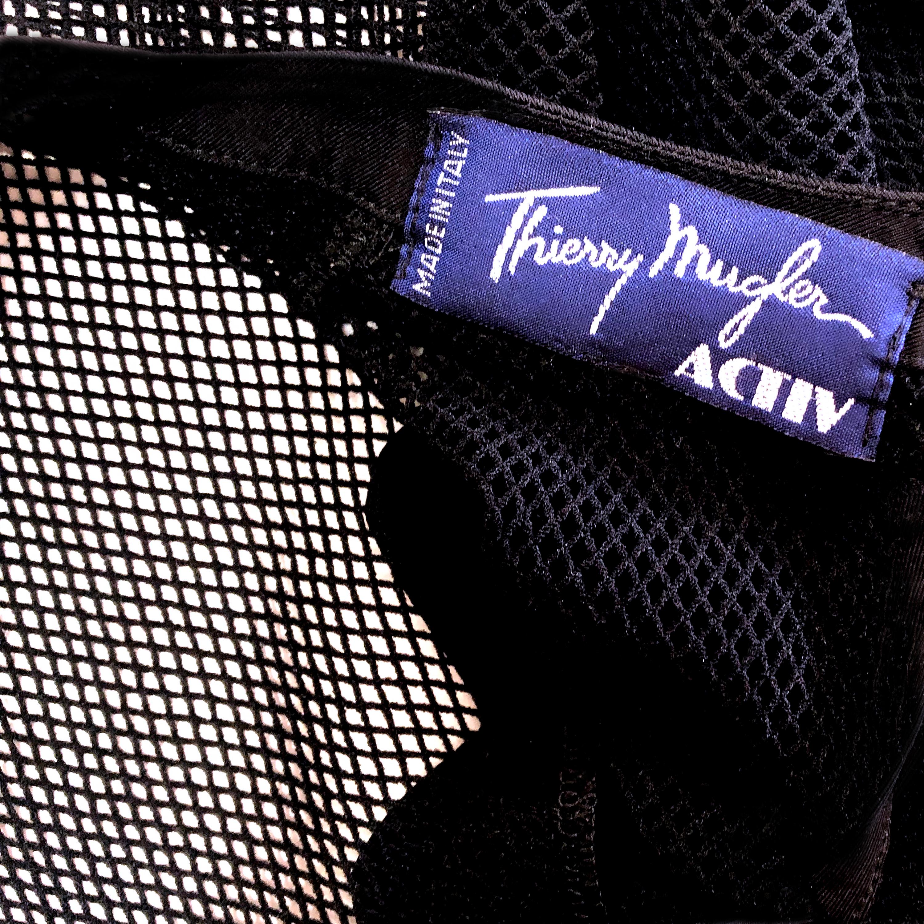 Thierry Mugler Dress - 1980s Vintage - Scalloped Hem + Stretch Fishnet Details For Sale 4