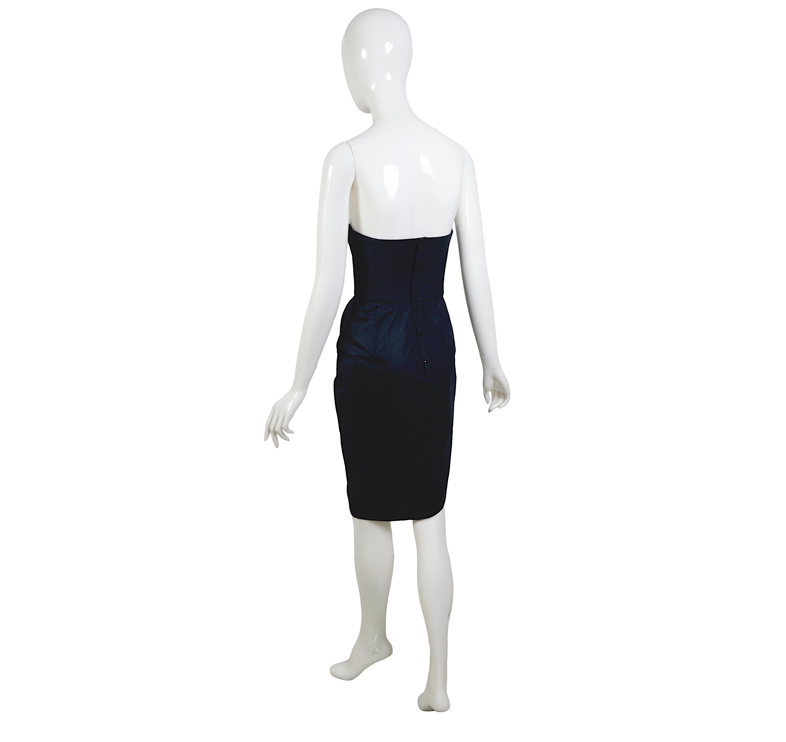 Thierry Mugler 1980s Vintage Iconic Black Cotton Bustier Corset Strapless Dress For Sale 4