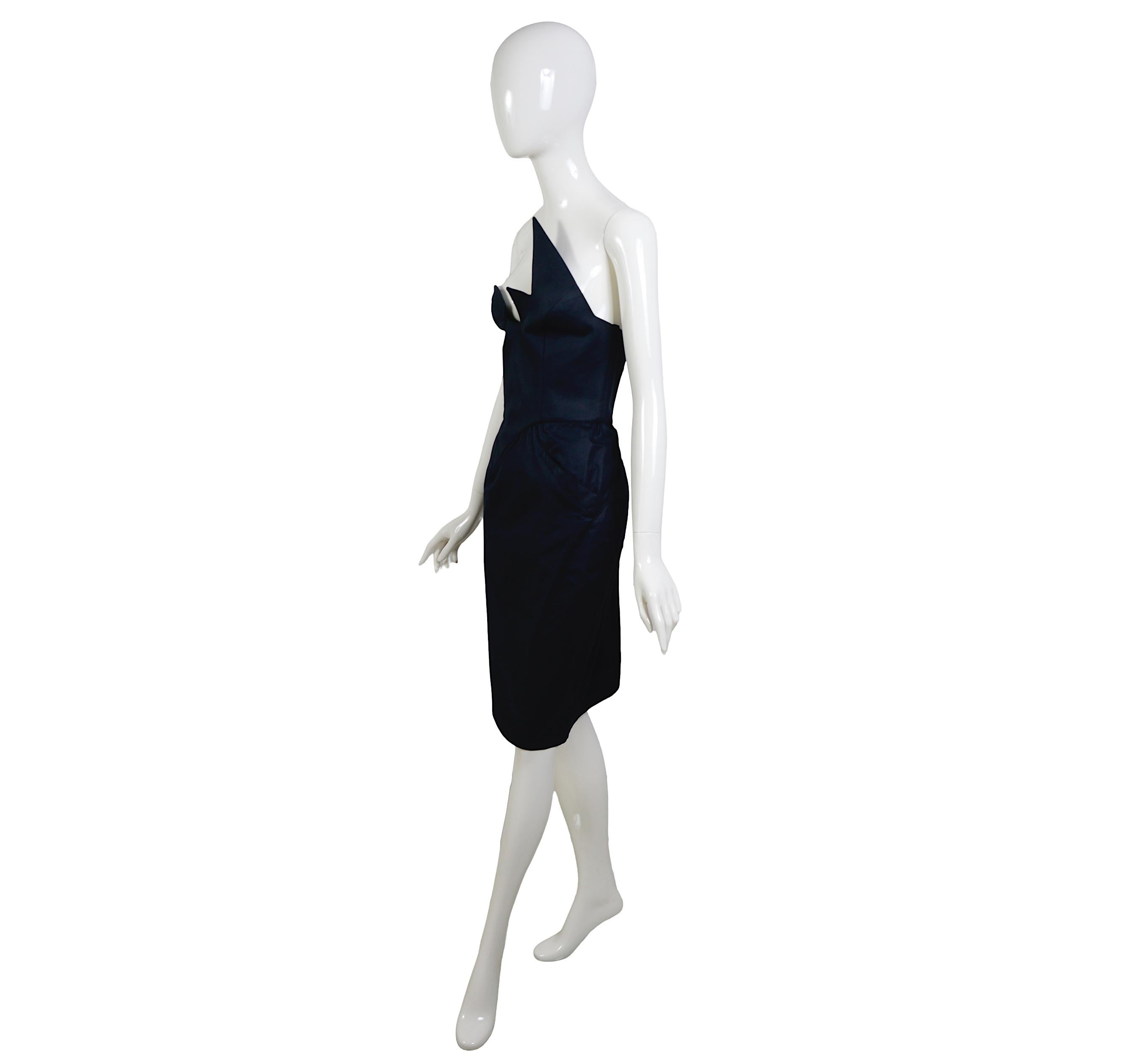 Thierry Mugler 1980s Vintage Iconic Black Cotton Bustier Corset Strapless Dress For Sale 6