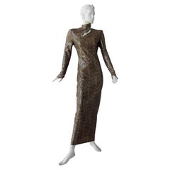 Vintage Thierry Mugler 1983 Python Beaded Body Hugging Dress  WOW