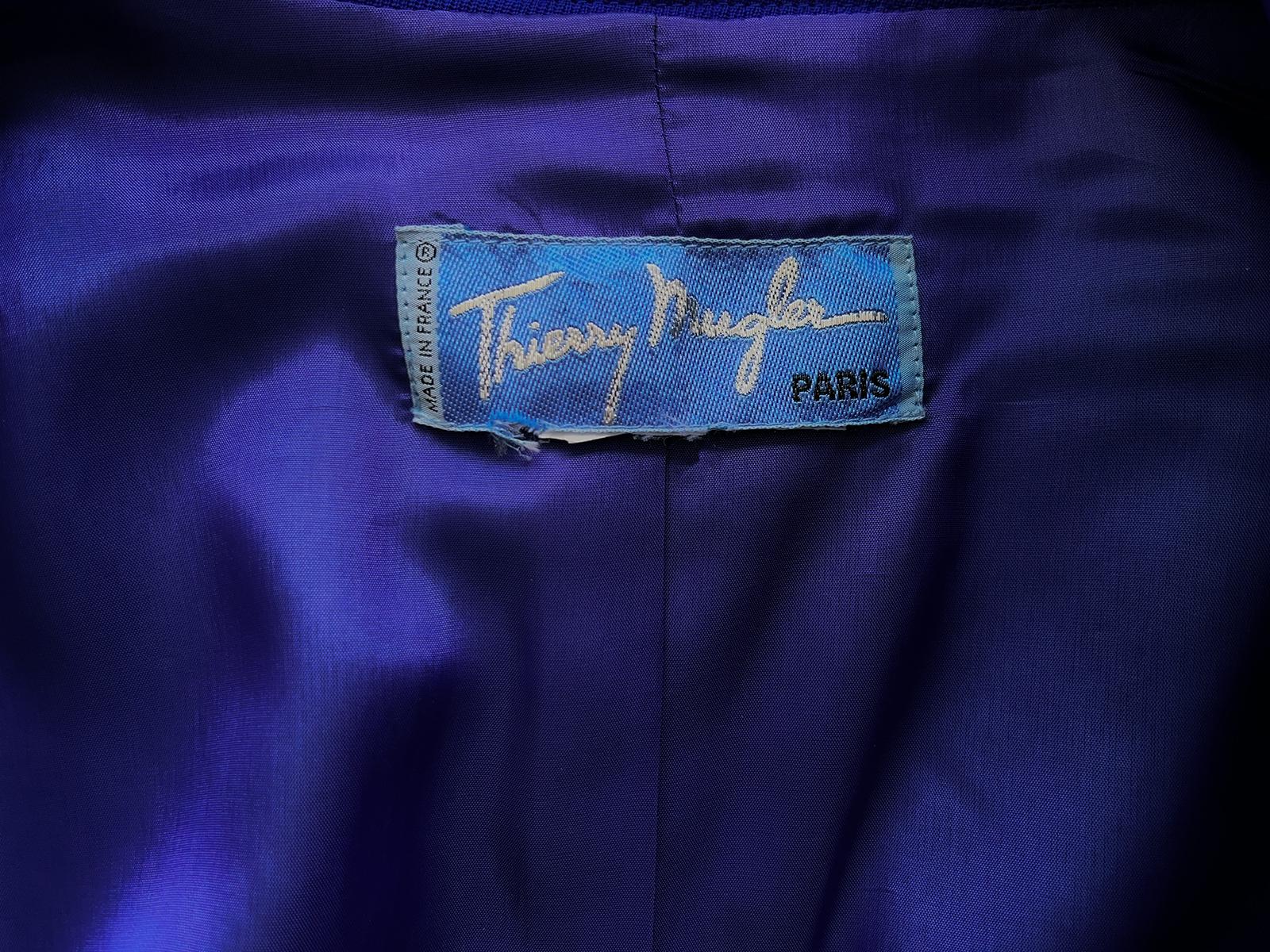 Thierry Mugler, rare veste bleu électrique d'archives, 1987 en vente 2