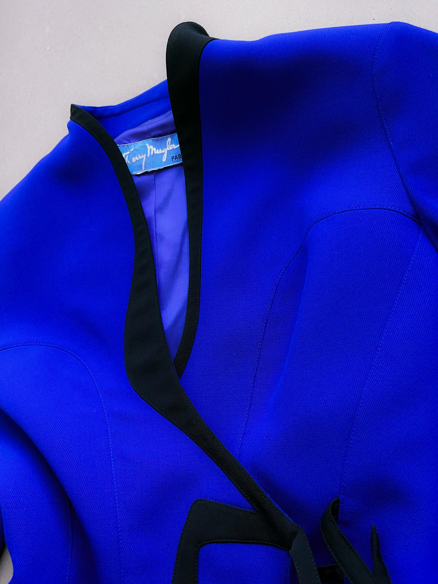 Thierry Mugler, rare veste bleu électrique d'archives, 1987 en vente 3