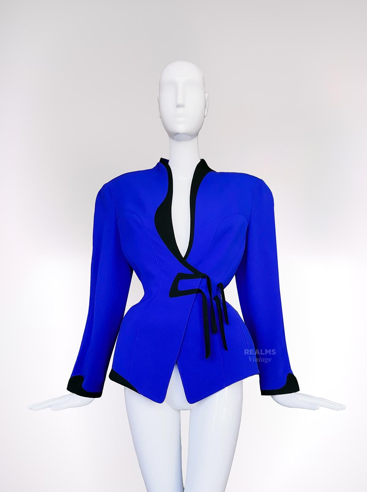Thierry Mugler, rare veste bleu électrique d'archives, 1987 en vente 4