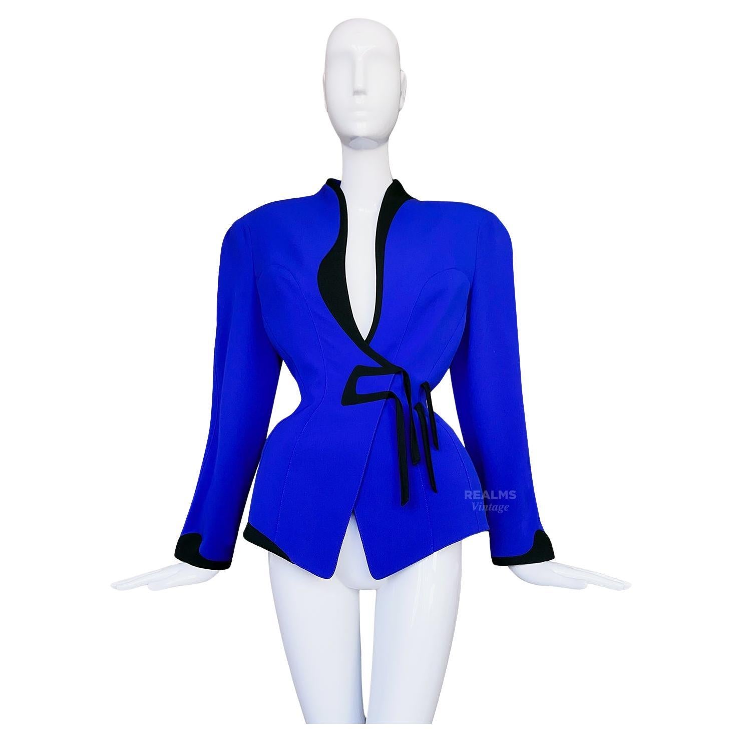 Thierry Mugler 1987 Rare Archival Electric Blue Jacket For Sale