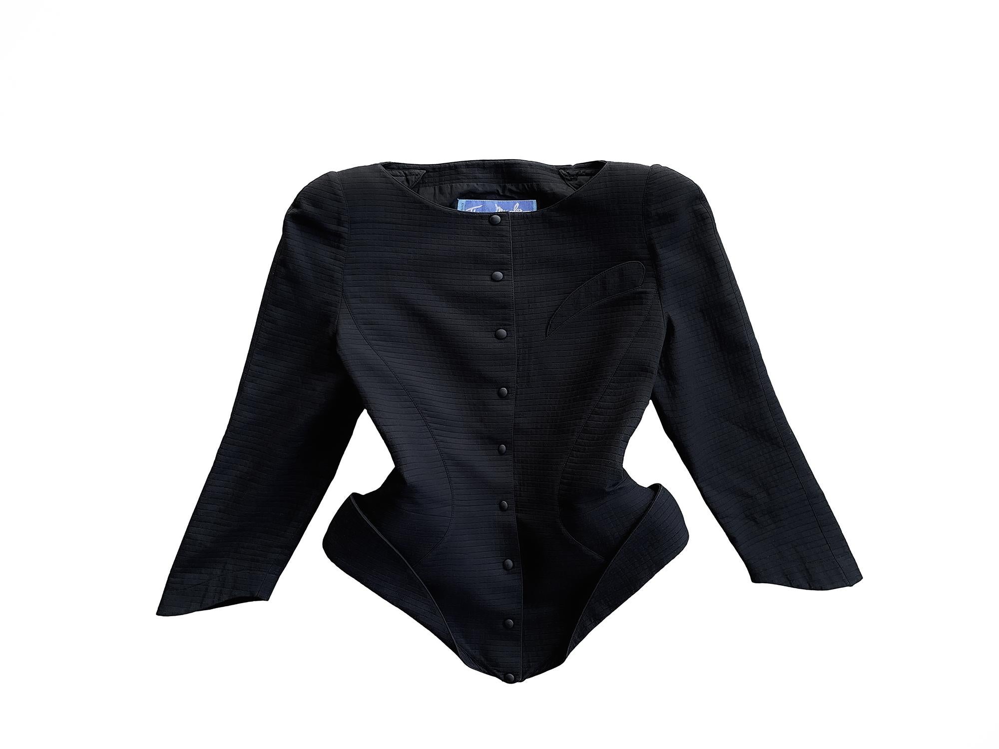 Black Thierry Mugler 1989 Dramatic Sculptural  Avant- Garde Jacket Top For Sale