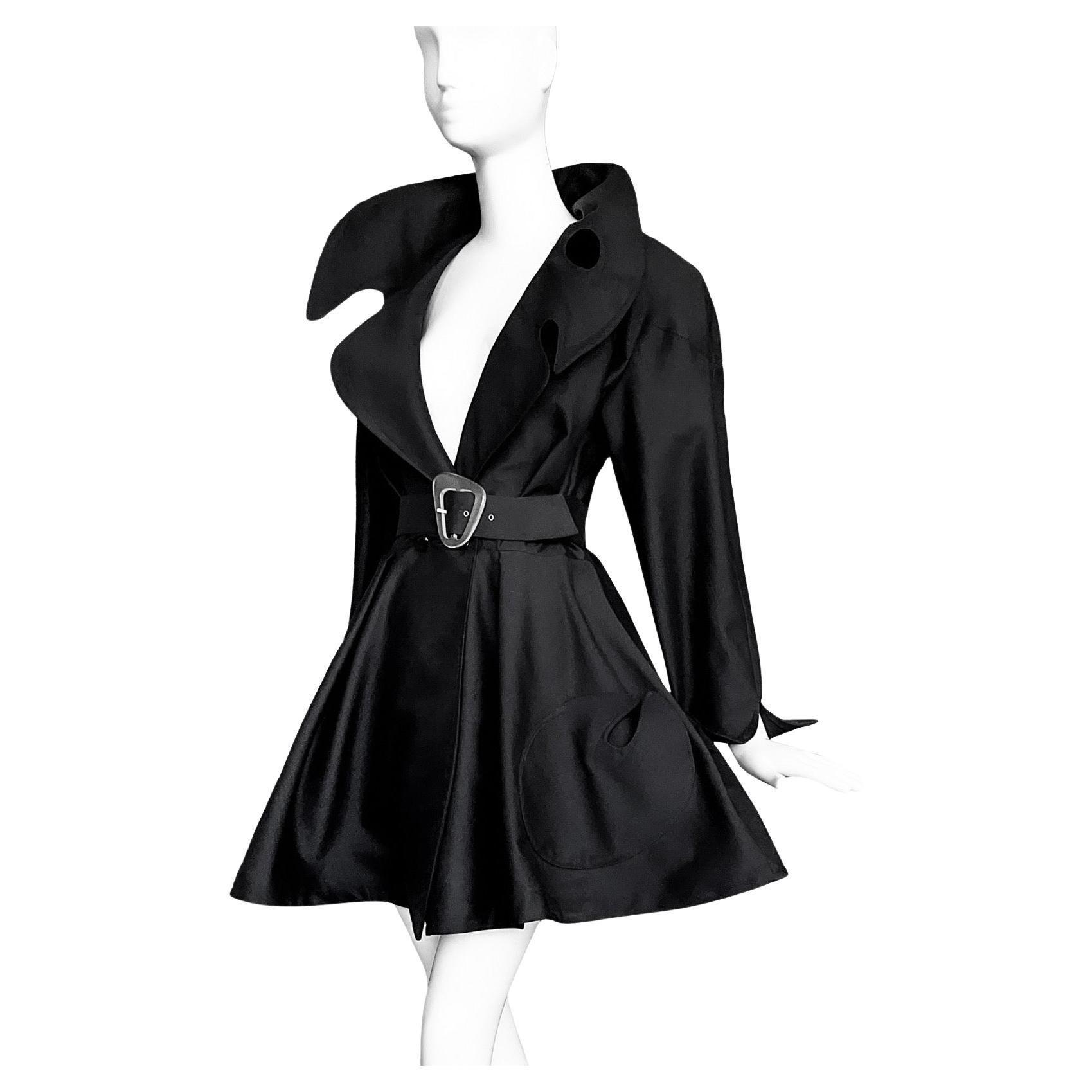 Thierry Mugler 1990 Dramatic Jacket Sculptural  Fitted Trench Coat