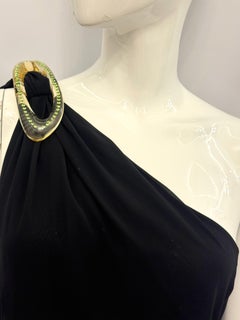Robe de soirée noire asymétrique Thierry Mugler des années 1990