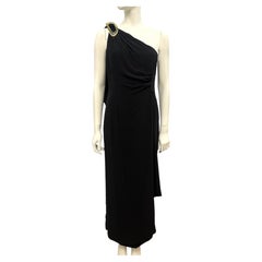 Robe de soirée noire asymétrique Thierry Mugler des années 1990