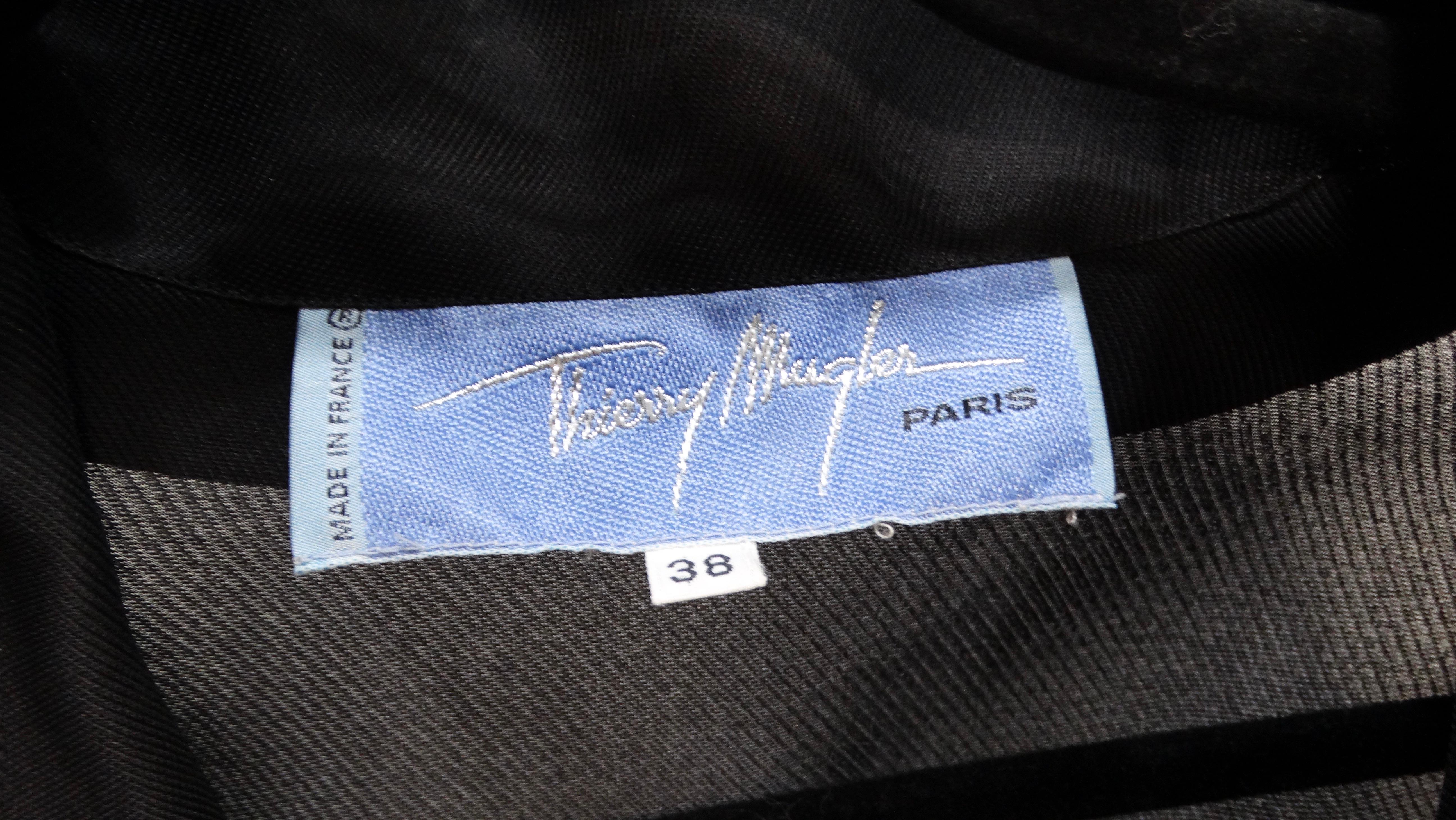 Thierry Mugler 1990s Giacca con cintura in seta nera e rosa trasparente in vendita 5