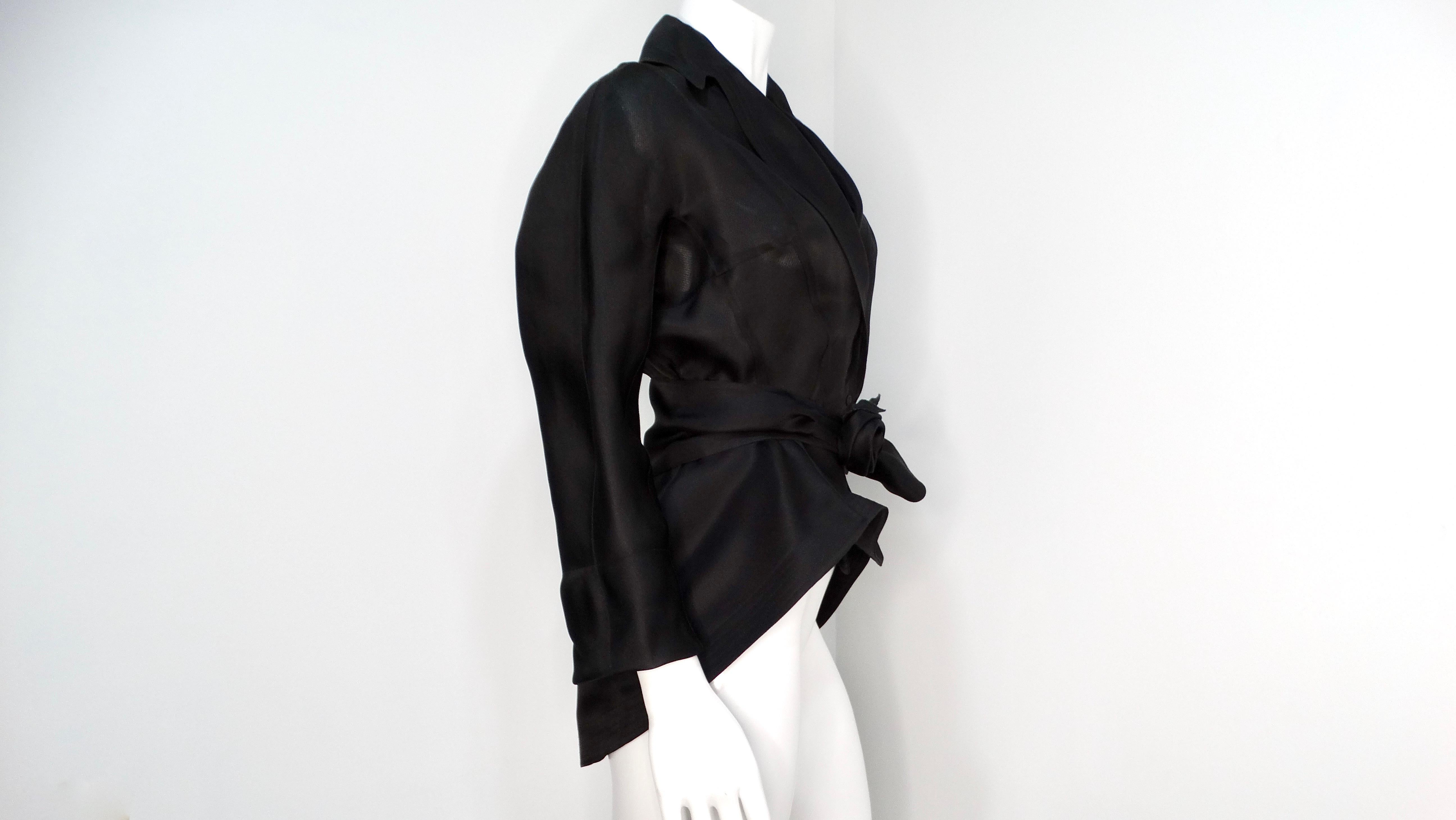 Thierry Mugler 1990s Giacca con cintura in seta nera e rosa trasparente In condizioni buone in vendita a Scottsdale, AZ