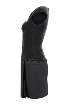 Thierry Mugler 1990s Black Velvet Corseted Cocktail Dress