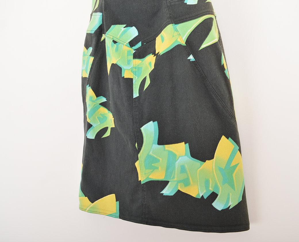 Thierry Mugler 1990'S Graffiti Print Halter Neck Denim Dress For Sale 3