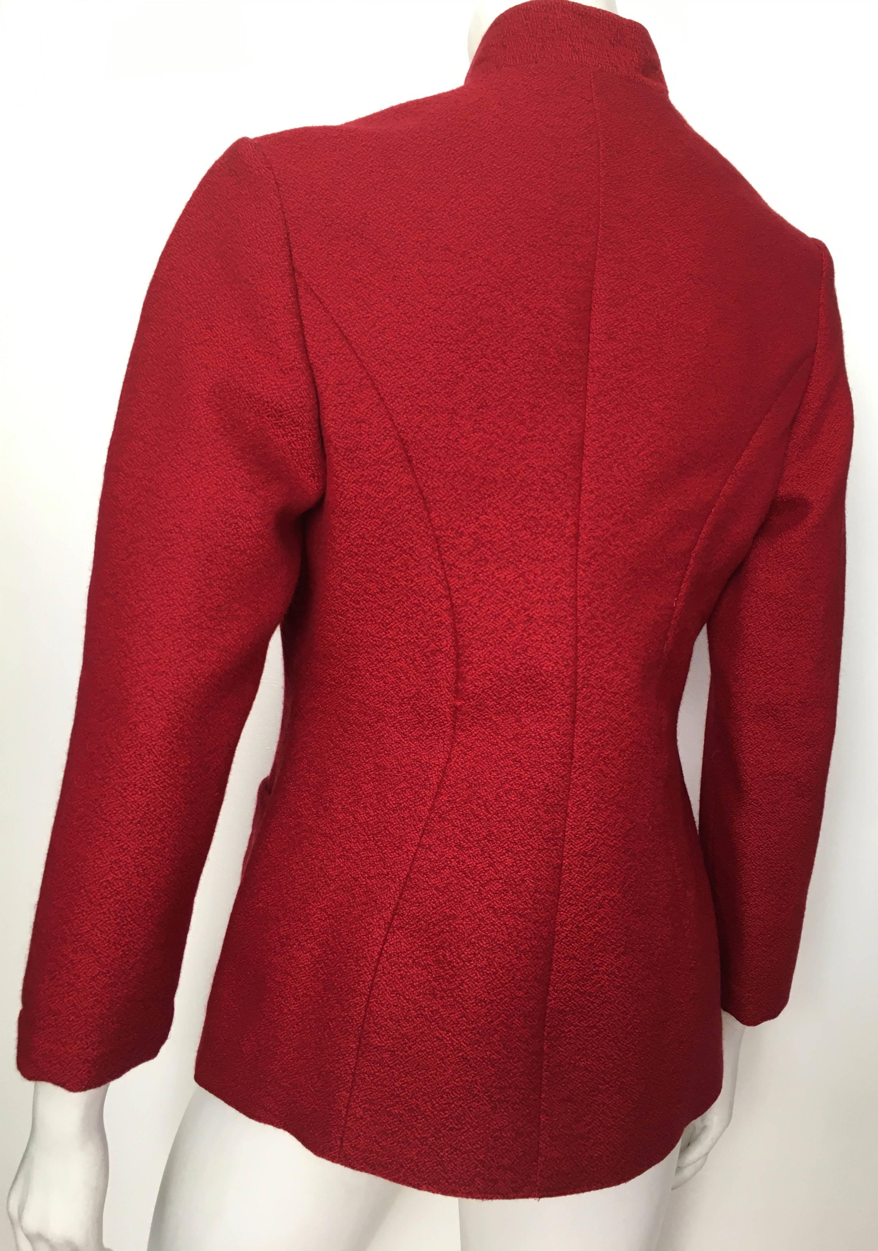 Thierry Mugler 1990s Red Wool Sculptural Jacket Size 8.  For Sale 1