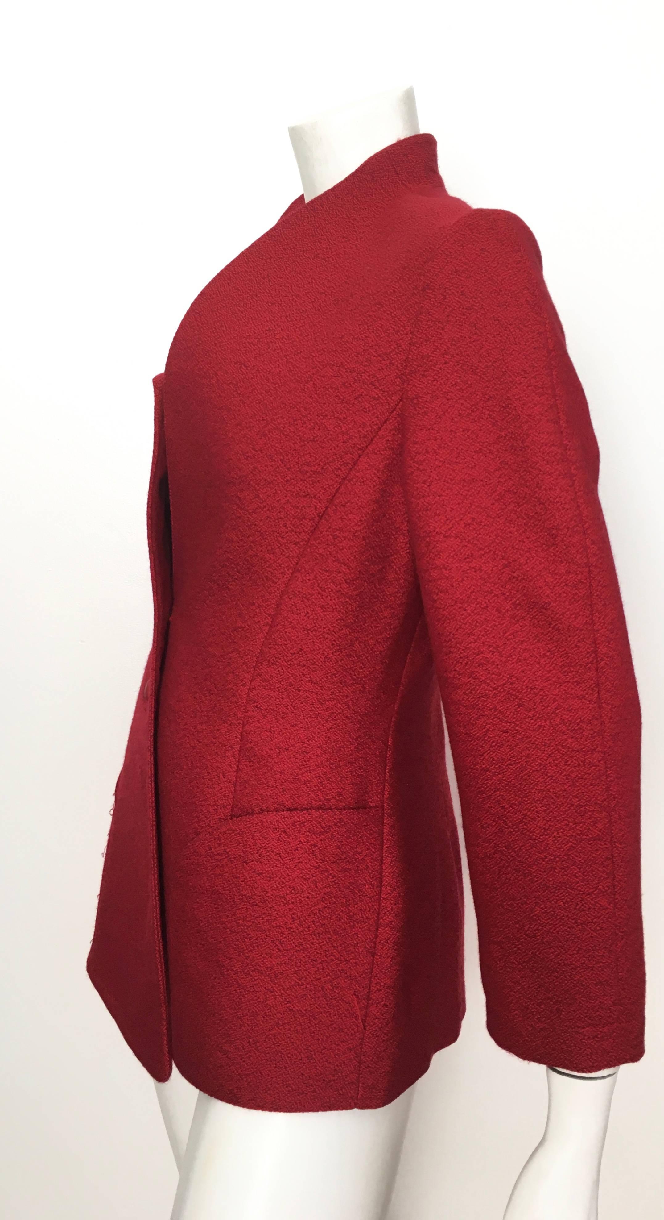 Thierry Mugler 1990s Red Wool Sculptural Jacket Size 8.  For Sale 2