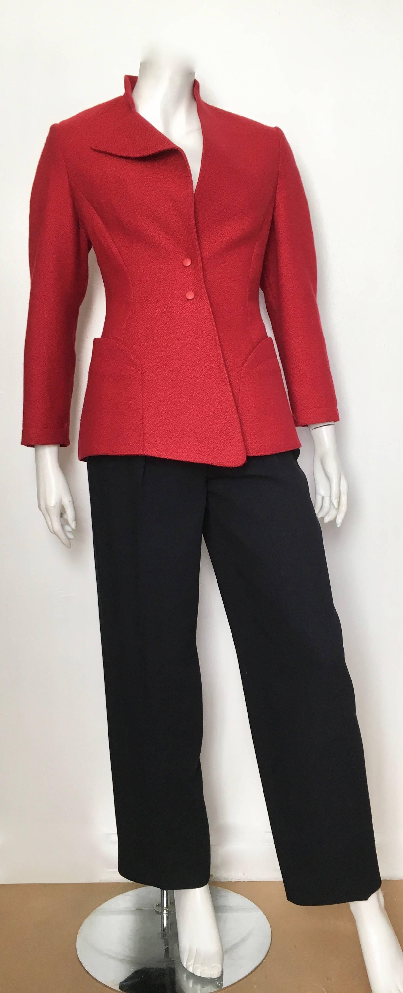 Thierry Mugler 1990s Red Wool Sculptural Jacket Size 8.  For Sale 4