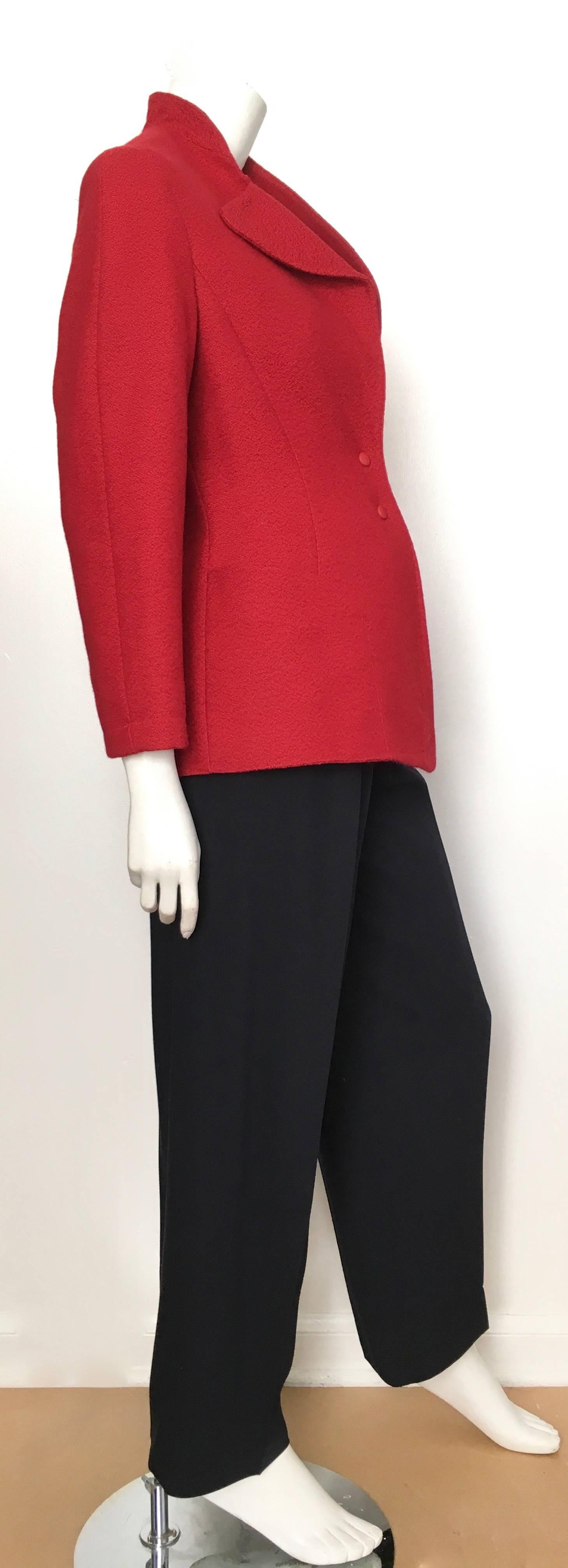 Thierry Mugler 1990s Red Wool Sculptural Jacket Size 8.  For Sale 5