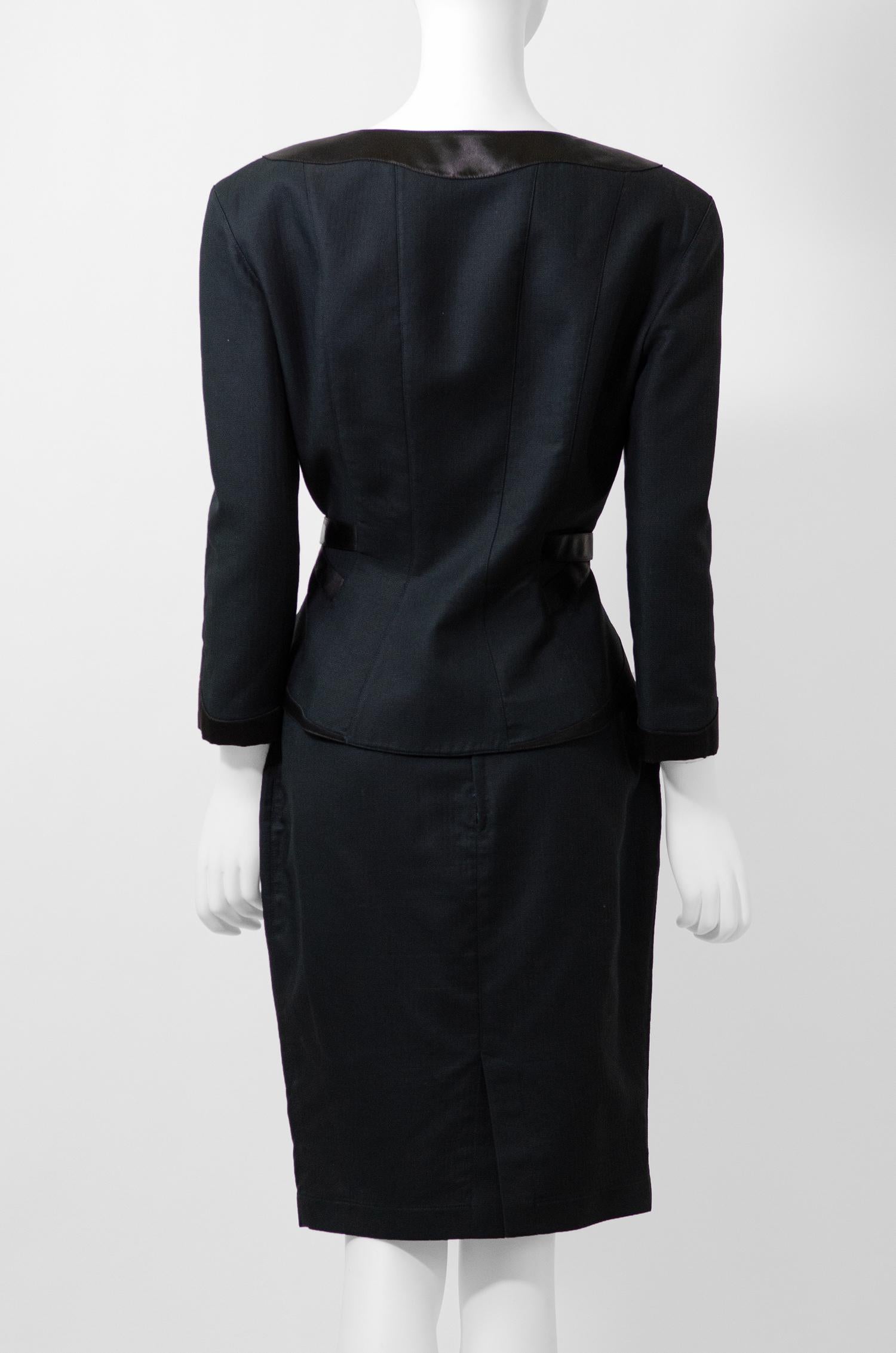 Black THIERRY MUGLER 1990s Sculptural Tailored Hourglass Suit For Sale